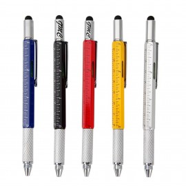 Logo Branded 6 in 1 Multifunctional Tool Metal Ballpoint Pen