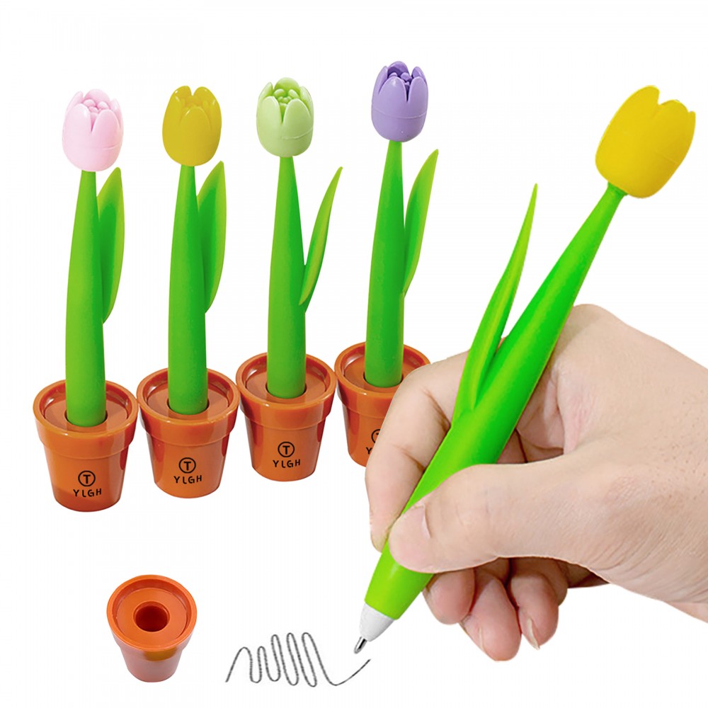 Plant Pot Tulip Flower Pen With Stand Custom Engraved
