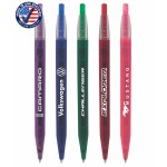 Custom Imprinted USA Made "Bank" Ballpoint Click Pen - Frosted Barrel w/ Clear Trim
