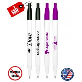 Custom Imprinted Closeout Certified USA Made - Clipless Bank - Ballpoint Click Pen - Colored Trim - 161A