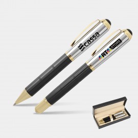 TiTUS Luxury Silver Color Pen Set  Ballpoint & Rollerball Duo with Gift Box Custom Imprinted