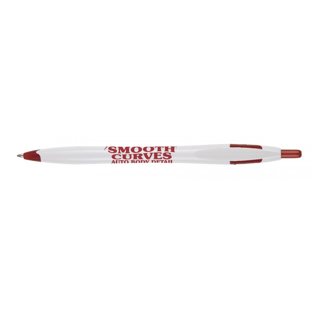 Kontour Retractable Ballpoint Pen (White/Red) Custom Engraved