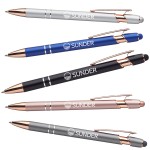 Logo Branded Rose Gold Trim Stylus Pen