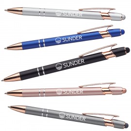 Logo Branded Rose Gold Trim Stylus Pen