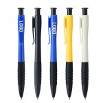 Classic ABS Click Action Pocket Clip Ballpoint Pen With Rubber Grip Section Custom Imprinted