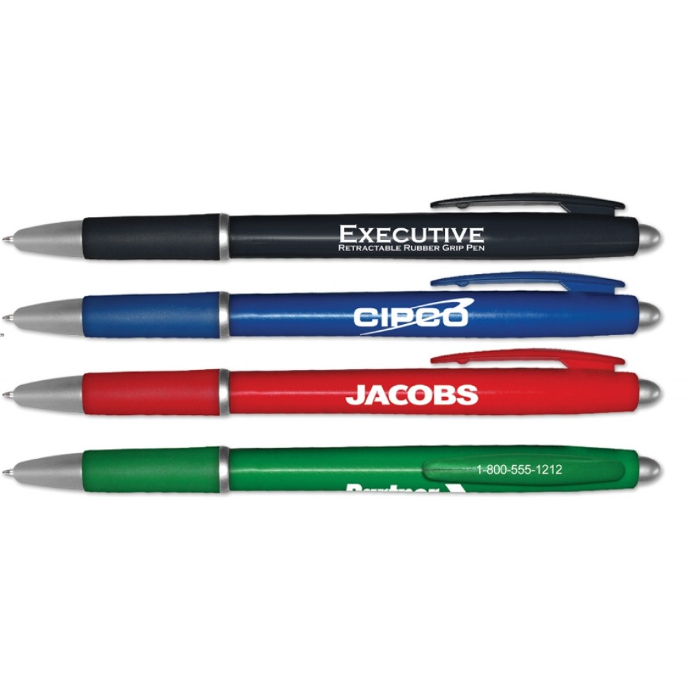 Liqui-Mark Executive - Retractable Ballpoint Pen w/Rubber Grip Logo Branded