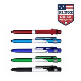 4-in-1 Ballpoint Pen with LED Light, Stylus & Built-In Phone Stand Logo Branded