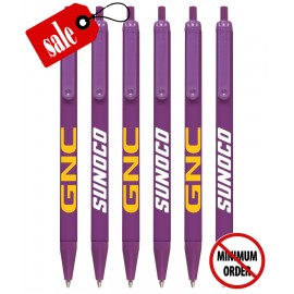 Logo Branded Closeout Certified USA Made - All Purple- Plastic Click-A-Stick Pens with Pocket Clip