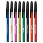 Closeout Promotional Colored Stick Pens w/ Black Covers -- No Minumum Custom Engraved