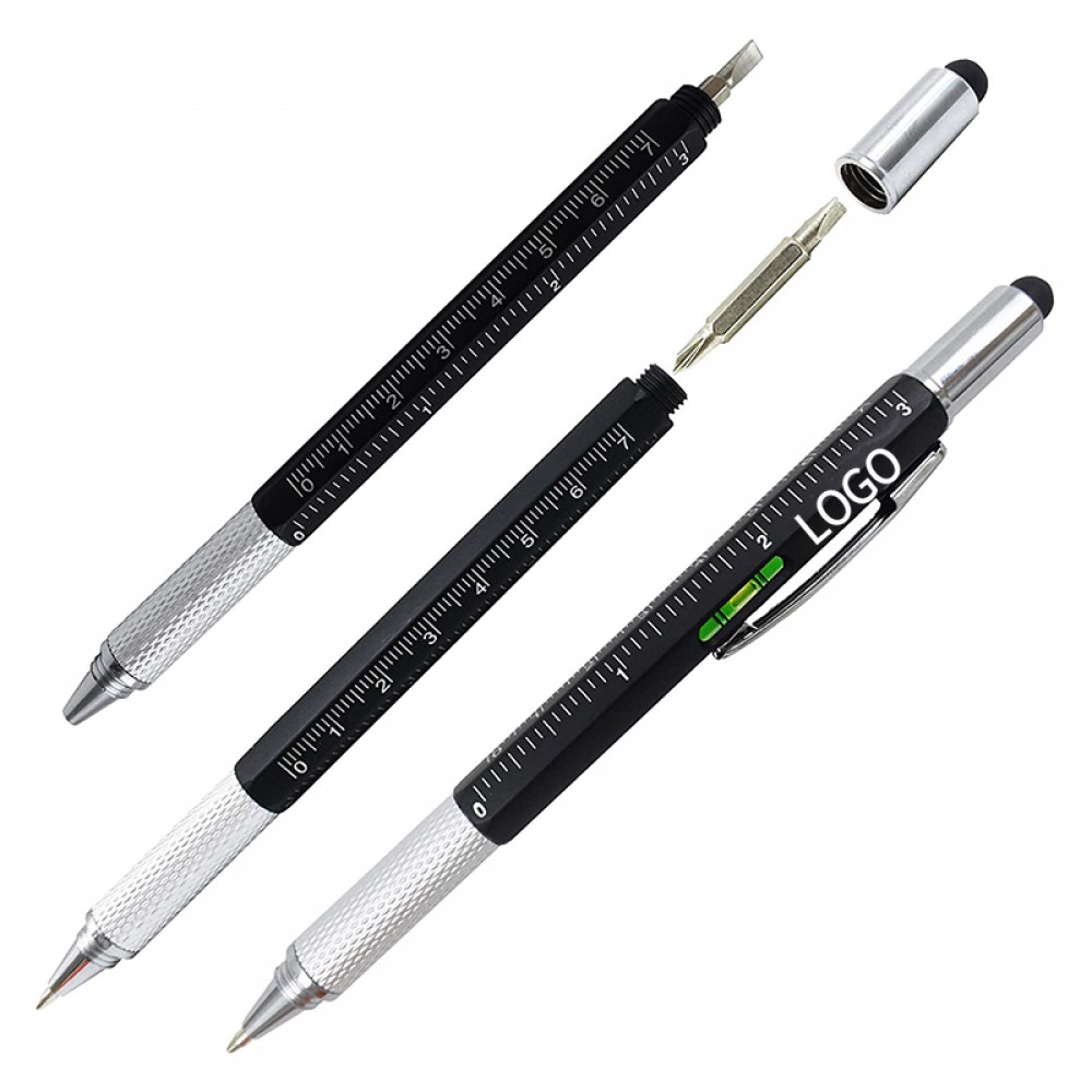 Custom Engraved 6" 1 Multi Tech Tool Ballpoint Pen Ruler Level Gauge