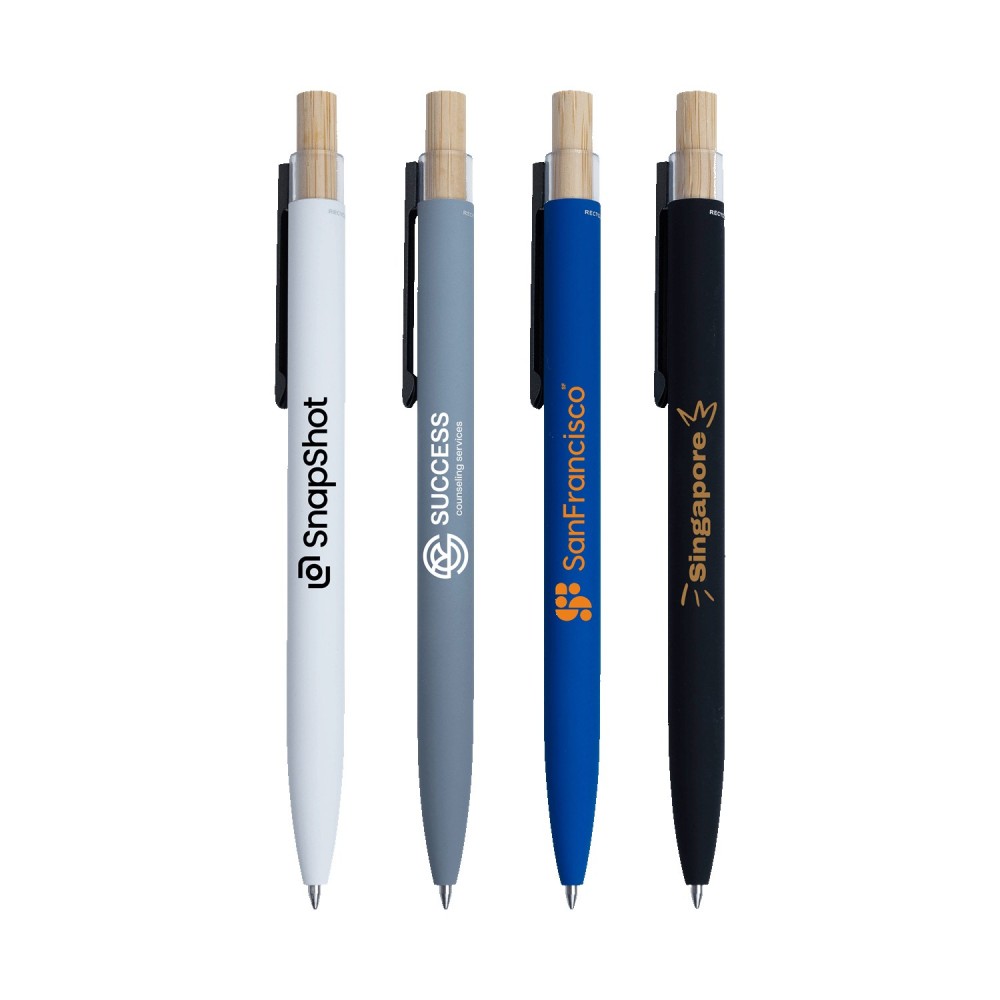 Custom Imprinted Bali Satin Soft Touch Gel Click Pen (Recycled Aluminum)
