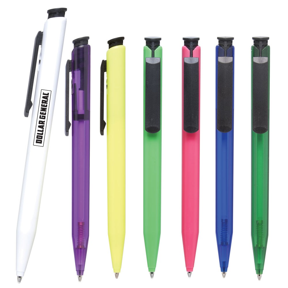 Custom Imprinted Click Action Retractable Pen w/ Slanted Plunger Custom Imprinted Click Action Retractable Pen w/ Slanted Plunger