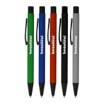 Soft Rubber Click Metal Ballpoint Pen with Chrome Engraving Logo Branded