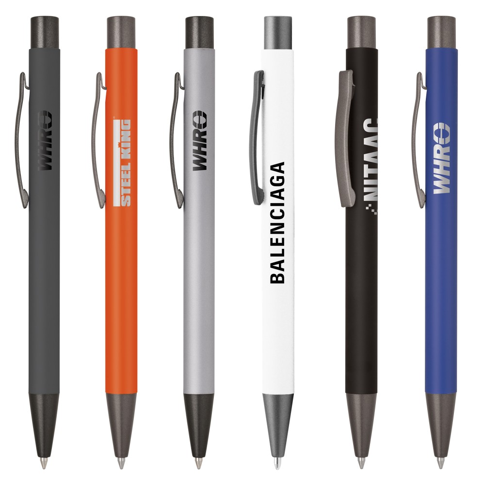 Kelvin-V Soft Touch Ballpoint Pen w/Bold Colored Barrel Logo Branded Kelvin-V Soft Touch Ballpoint Pen w/Bold Colored Barrel Logo Branded