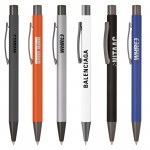Kelvin-V Soft Touch Ballpoint Pen w/Bold Colored Barrel Logo Branded