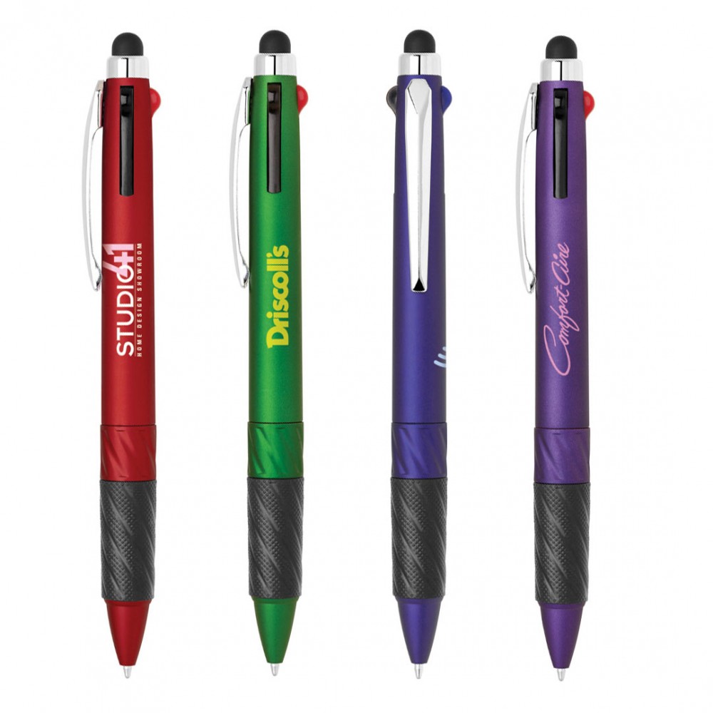 Logo Branded Quaddro Multi Ink Stylus Pen (Closeout) Logo Branded Quaddro Multi Ink Stylus Pen (Closeout)