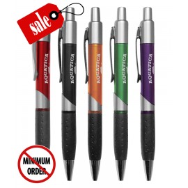 Logo Branded Union Printed - Frosted Click Pens Pen with Rubber Grip with 1-Color Print - No Minimum - 1028