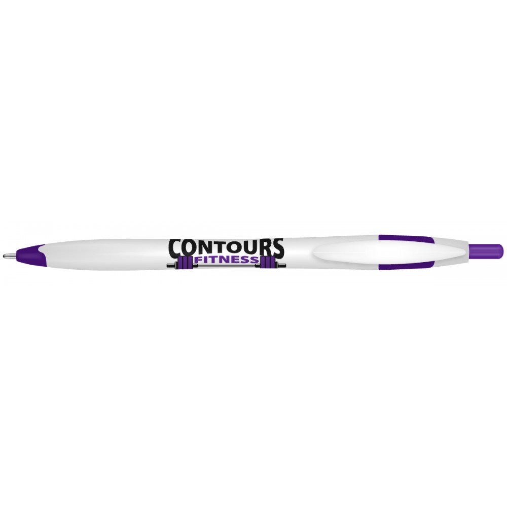 Custom Engraved Kontour Retractable Ballpoint Pen (White/Purple)