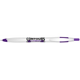Custom Engraved Kontour Retractable Ballpoint Pen (White/Purple)