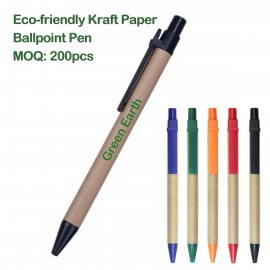 Custom Imprinted Eco-friendly Recycled Kraft Paper Ballpoint Pen (Wide Clip)  Custom Imprinted Eco-friendly Recycled Kraft Paper Ballpoint Pen (Wide Clip)