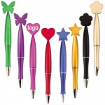 Matte Finish Single Ring ABS Ballpoint Pen With Butterfly Star Flower Heart Shape Top Custom Imprinted