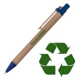 Custom Engraved Original Eco Friendly Recycled Paper Pen w/ Blue Trim