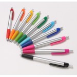 Plastic Click Action Retractable Ballpoint Pen With Rubber Grip Section Logo Branded