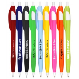 "Elegant" Colored Click Pen - Colored Barrel w/ White Trim Logo Branded