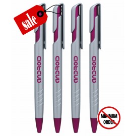 Closeout Silver - Successive - Click Grip Promo Pen Logo Branded