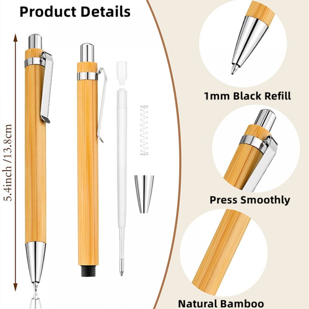 Bamboo Pen Retractable Ballpoint Pen Logo Branded