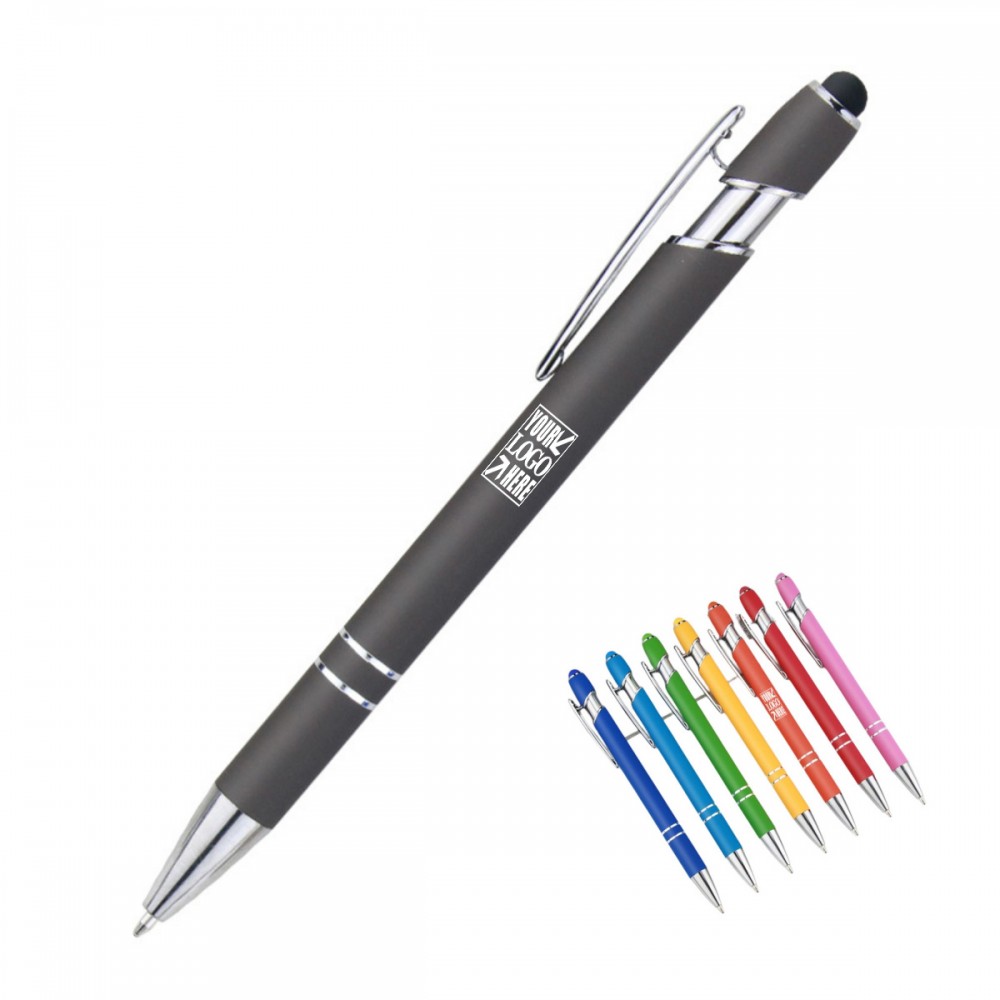 Soft Touch Screen Stylus Click Metal Ballpoint Pen Custom Engraved