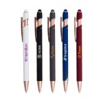 Logo Branded Lexi Stylus Satin Soft Touch Gel Click Pen - Rose Gold (Recycled Aluminum)