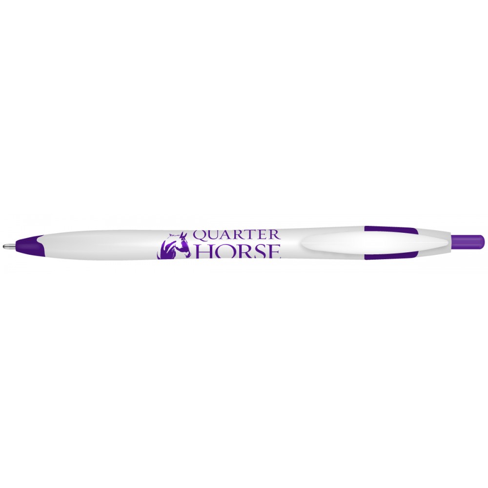 Quarter Ballpoint Pen w/ White Barrel and Purple Trim Custom Engraved Quarter Ballpoint Pen w/ White Barrel and Purple Trim Custom Engraved