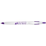Quarter Ballpoint Pen w/ White Barrel and Purple Trim Custom Engraved