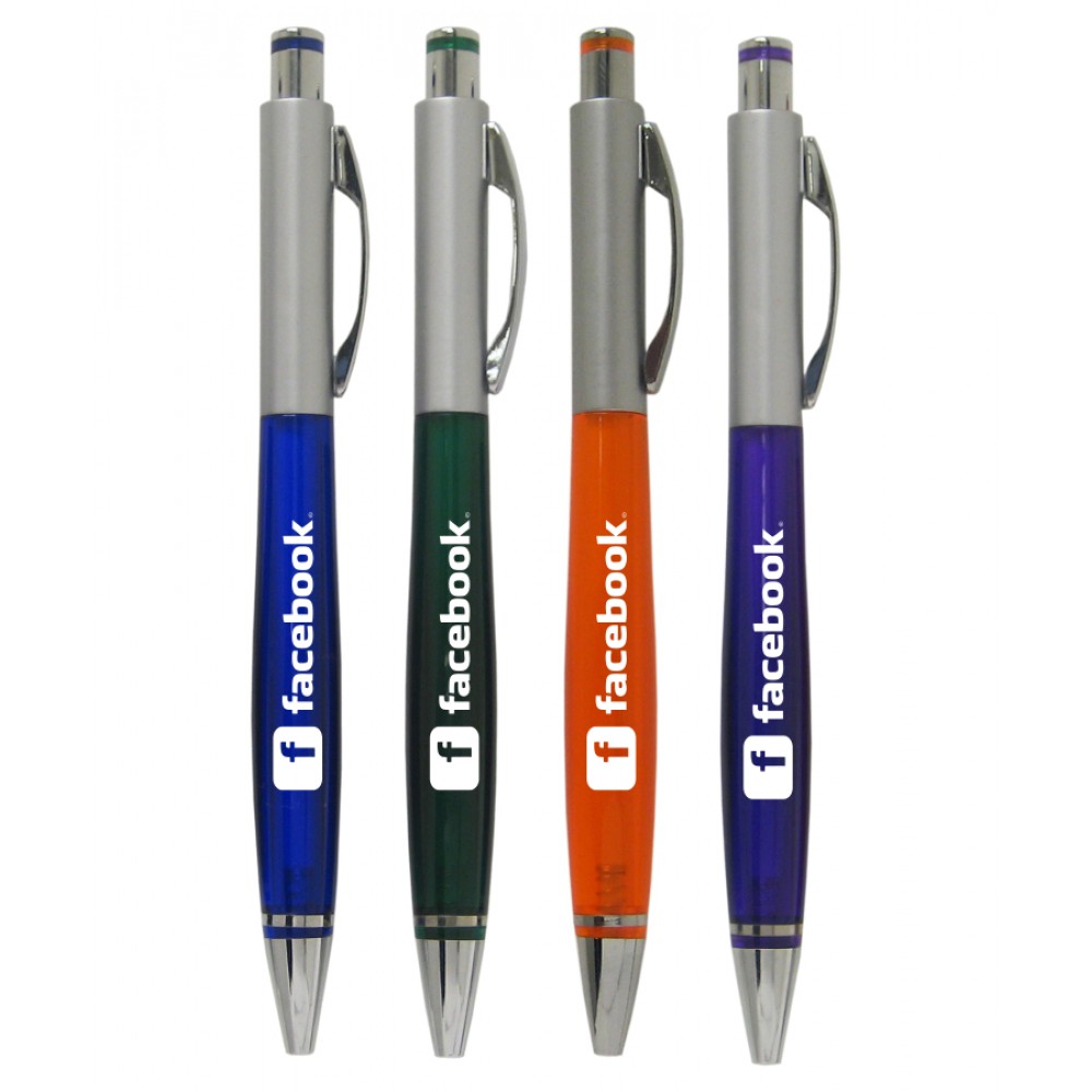 Logo Branded Union Printed "French Style" Silver Clicker Pen