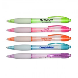 Logo Branded Liqui-Mark Groove - Retractable Ballpoint Pen w/White Rubber Grip