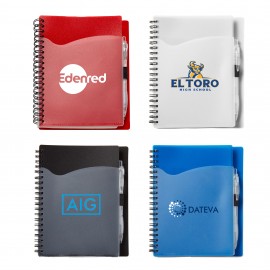 Custom Imprinted Wave Spiral Notebook w/Cardinal Pen (5''x7'')  Custom Imprinted Wave Spiral Notebook w/Cardinal Pen (5