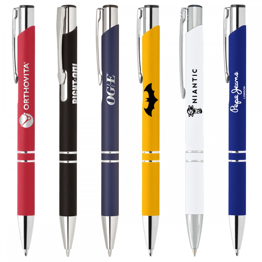 Custom Engraved Knight-101 Soft Touch Pens with Chrome Trim Custom Engraved Knight-101 Soft Touch Pens with Chrome Trim