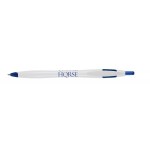 Custom Engraved Quarter Ballpoint Pen w/White Barrel/ Blue Trim