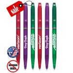 Certified USA Made, "Stately-Slim" Frosted Twist-Action Ballpoint Pen with Nickel Trim Custom Imprinted