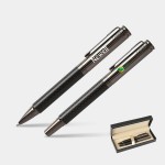 Custom Imprinted TiTUS Metal Carbon Fiber Pen Set  Ballpoint & Rollerball Duo with Gift Box