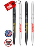 Custom Engraved Certified USA Made, "Stately-Slim" Twist-Action Ballpoint Pen with Nickel Trim