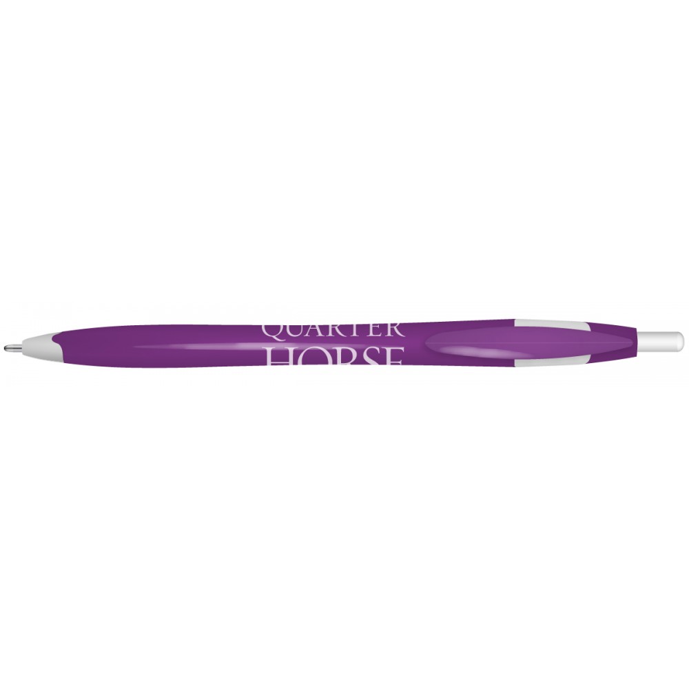 Custom Engraved Quarter Ballpoint Pen w/Purple Barrel/White Trim