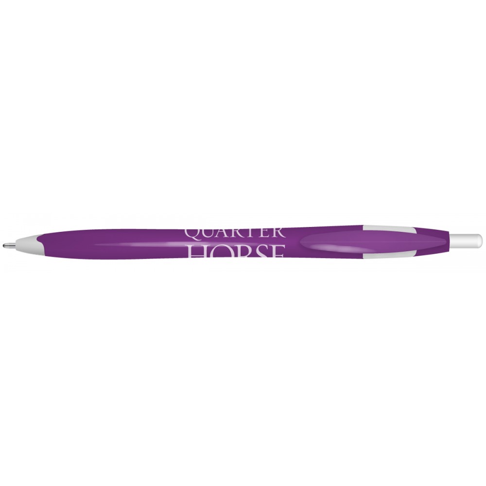 Custom Engraved Quarter Ballpoint Pen w/Purple Barrel/White Trim Custom Engraved Quarter Ballpoint Pen w/Purple Barrel/White Trim