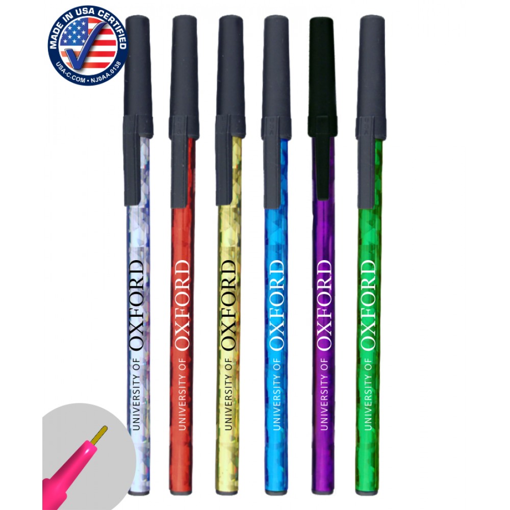 Certified USA Made, "Standard Stick Pen" Two-Piece Ballpoint Pen - Foiled Glitz Barrels Custom Imprinted Certified USA Made, "Standard Stick Pen" Two-Piece Ballpoint Pen - Foiled Glitz Barrels Custom Imprinted