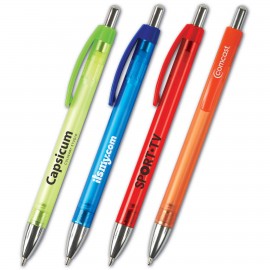 Custom Engraved Aurora Frost Click Pen w/Chrome Look Accents  Custom Engraved Aurora Frost Click Pen w/Chrome Look Accents