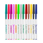 Logo Branded Union Printed - White Basic Stick Pens with Colored Caps and 1-Color Logo