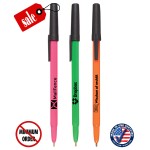 Custom Engraved Closeout Certified USA Made - Neon Colored Twist-Action Ballpoint Pen with Pocket Clip