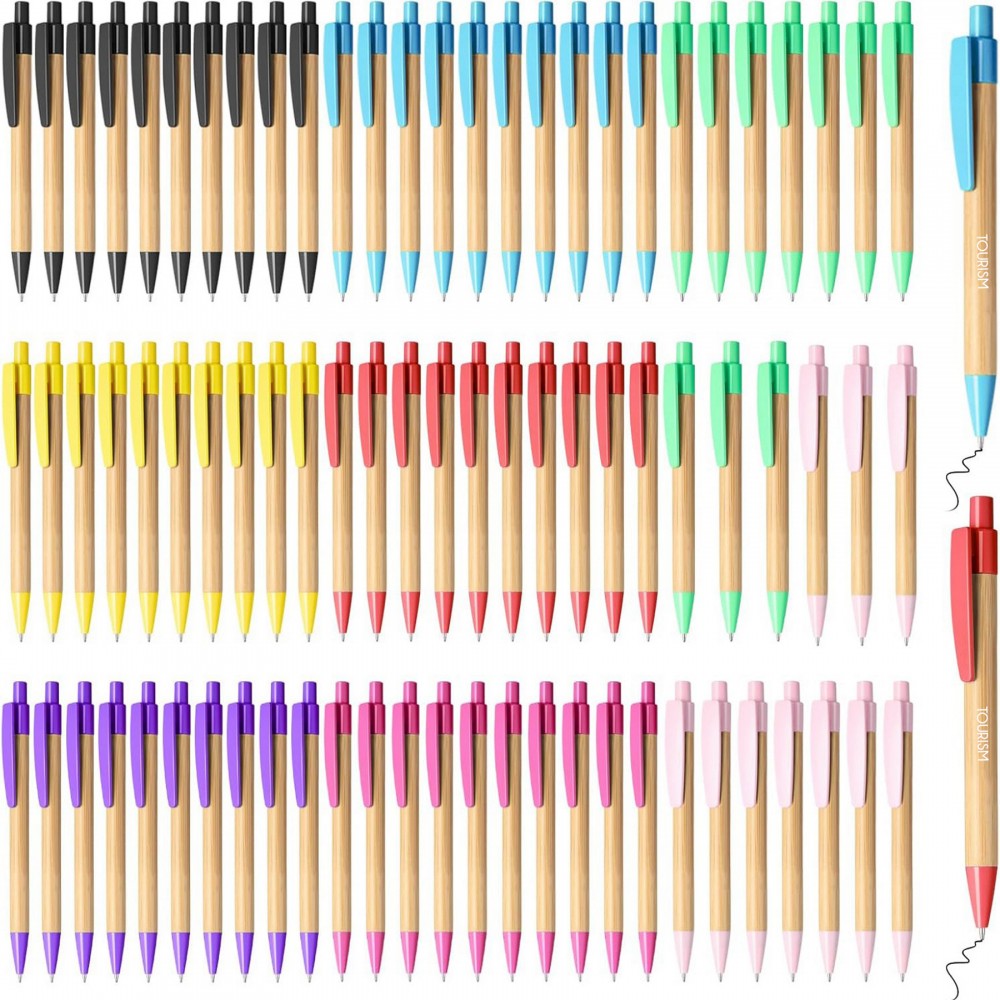 Retractable Bamboo Ballpoint Pen Logo Branded