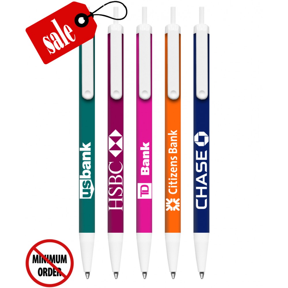 Custom Engraved Union Printed - Click Ballpoint Pens - Colored Barrels